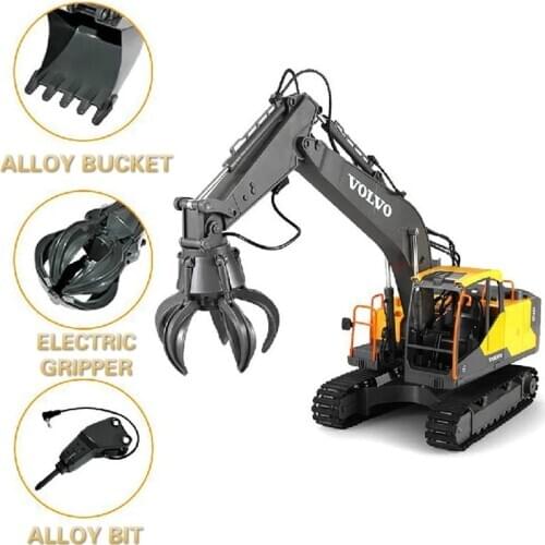 E568 RC Excavator 2.4G 1:16 RC Alloy Simulation Multifunction Remote Control Excavator 17CH Big Trucks Vehicle Toys For Boys