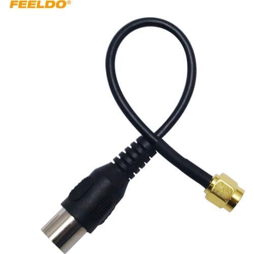 FEELDO 10Pcs Auto 16.2cm Auto Connector SMA Male to IEC DVB-T TV PAL Female Plug Adapter RG174 Cable Jumper Pigtail Wire#3918