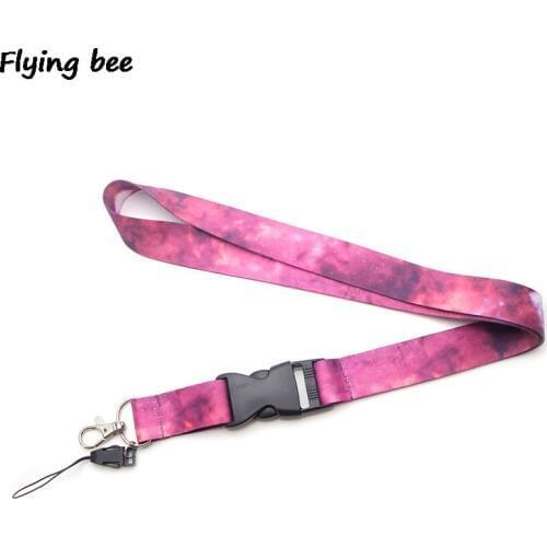 Flyingbee Pink starry sky Lanyard Phone Rope Keychains Phone Lanyard for Keys ID Card Cartoon Lanyards For Men Women X0387