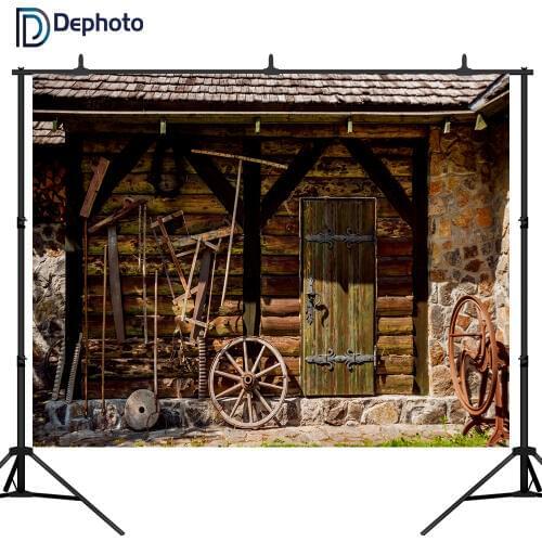 DePhoto Old house Wooden Wall tools wheels Photography Backgrounds Customized Digital Photographic Backdrops For Photo Studio