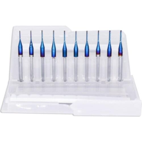 10PC 0.5mm-3.175mm Rough leather plated blue tungsten steel milling cutter for PCB, SMT, CNC, mold, engraving, plastic