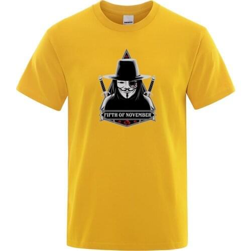 Movies V For Vendetta T-Shirts Men Cotton Short Sleeve Mens T-Shirt Casual Summer Streetwear T-Shirts Hip Hop Fashion T Shirt