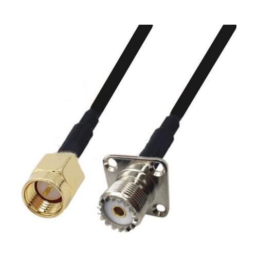 RG58 Cable SMA Male to UHF SO239 Female 4 Hole Flange Panel Mount Connector WiFi Antenna Extension Pigtail jumper cable