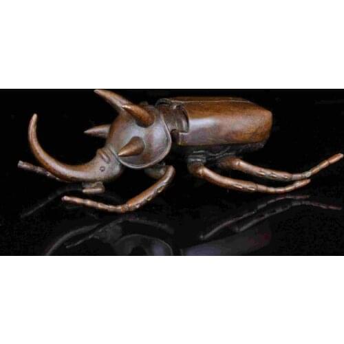 Chinese Old Hand-Carved Lifelike Red Copper Insect Statues Tabletop Decorations