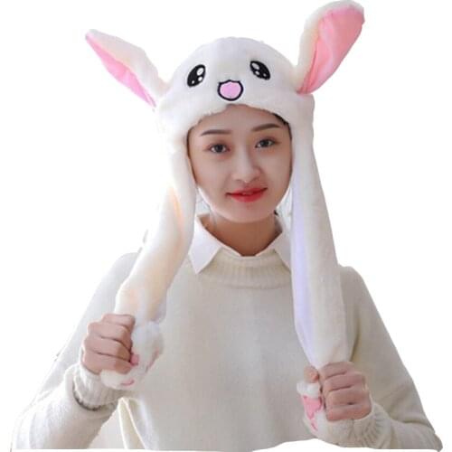 Rabbit with new ear movement hat plush toy hat stuffed toy cap