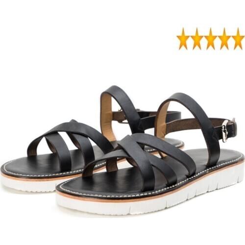 Summer Mens Cowhide Genuine Handmade Leather Vintage Top Quality Flats Gladiator Shoes Straps Beach Sandals Plus Size