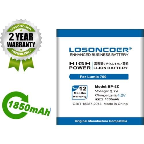 LOSONCOER Battery 1850mAh BP-5Z Battery For Nokia Lumia 700 Zeta N700 Lumia700
