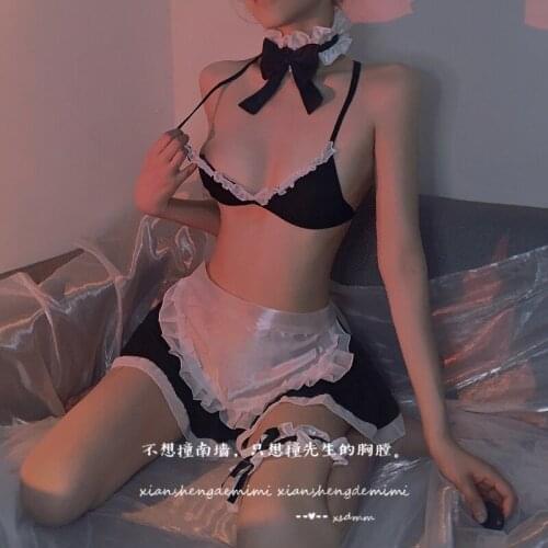 Cute Maid COS Lace Bow Bra Bunny Uniform Temptation Sexy Maid Outfit Japanese Girl Cosplay Costumes Uniform Kawaii Nightdress