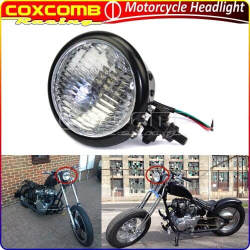 Motorcycle 12V E4 Emark H4 Headlight Vintage 4.5" Bates Front Headlamp For Harley Tri XS650 Bobber Chopper Cafe Racer Sportster