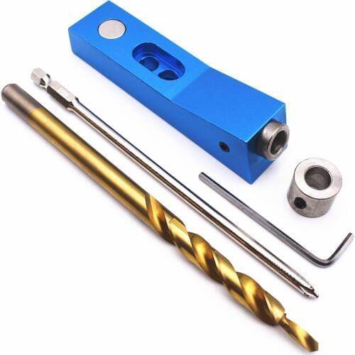 Woodworking Pocket Hole Jig Kit Angle Drill Guide Set Puncher Locator With Core Drill Bit For DIY Carpentry Tools
