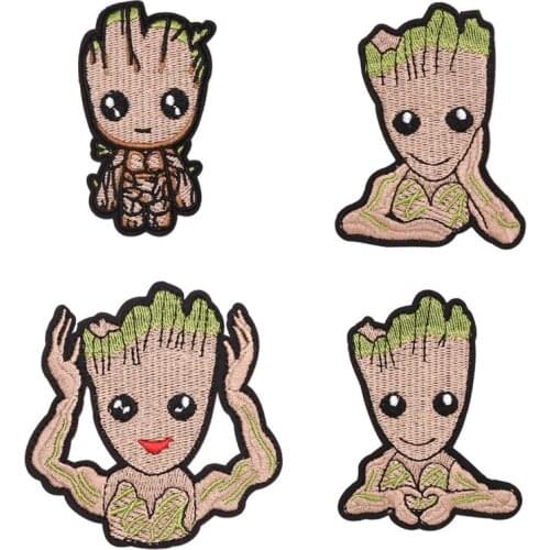 Tree people Groot patches Iron On Embroidered Clothes Patches For Clothing Stickers Garment For Girl boy Clothing Stickers