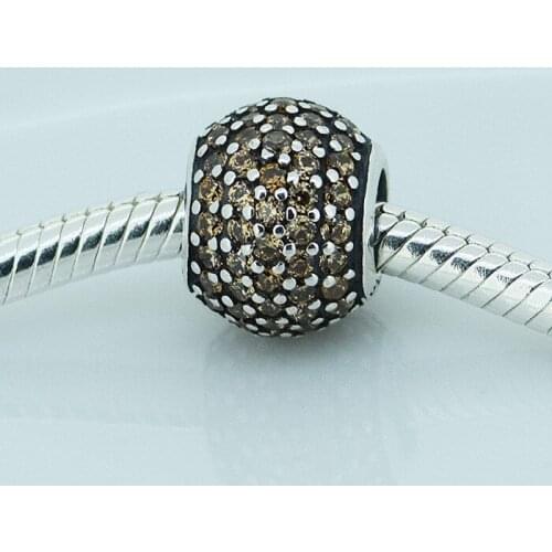 CKK Abstract Pave Fancy Golden Coloured Charms 925 Sterling Silver Beads Original Jewelry Fits For Bracelets
