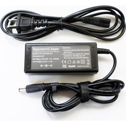 New 18.5V 3.5A 65W AC Adapter Battery Charger Power Supply Cord For HP 463958-001 DV6 DV7 G60 NX6325 TC4400 NX7400 NW8440 Laptop