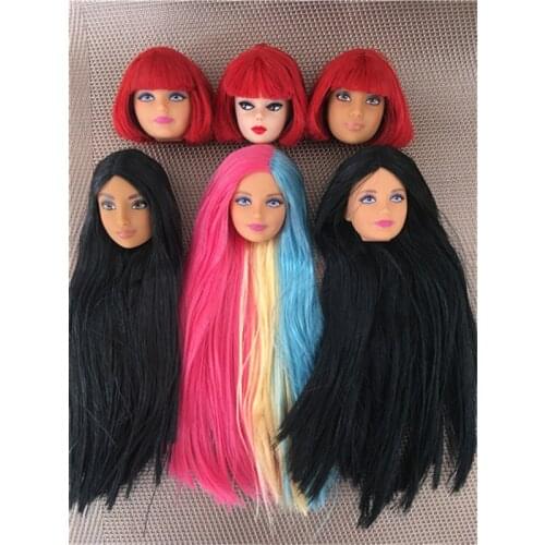 Orignal ST 70th Doll Heads Red Purple Tricolor HairDoll Accessories DIY Doll Parts Girl Christmas Gifts Rare Collection Dolls