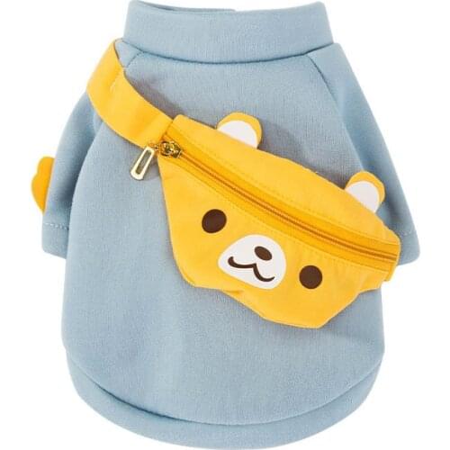 Cartoon Pet Dog Sport Leisure Sweater Coat Puppy Cat Cute Pullover Clothes With Bear Bag for Small Medium Dog Cats Chihuahua Pug