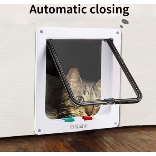 Pet Door Free Entry and Exit Two-way Security Door Dog Cat Door Opening 4 Way Security Lock ABS Plastic