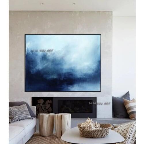 Hand Painted Blue Marine Landscape Painting Large Sky And Sea Painting Original Abstract Painting Landscape Painting Large Wall