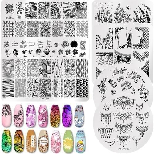 PICT YOU Nail Stamping Plates Leaf Flower Butterfly Cat Nail Art Plate Stainless Steel Nail Design Stencil Tools Stamp Template