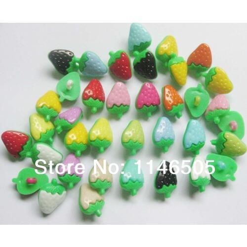 Mixed Nylon Strawberry Sewing Shank Buttons Scrapbooking 21*15mm 100PCS ZK0030