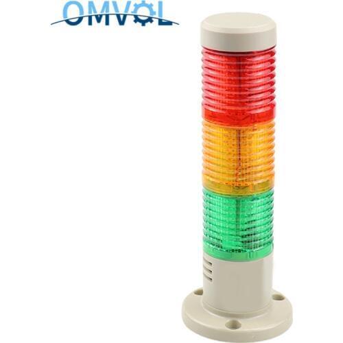 24V 220V Tricolor Alarm Light LED 3-color Indicator Multi-Layer Shining/Always Bright Alarm with Buzzer For Machine Equipment