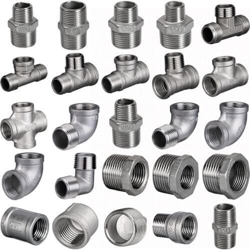 1/2" 3/4" 1" BSP Female-Male Thread 304 Stainless Steel Equal Reducer Pipe Fitting Straight Elbow Tee Type Coupler Connector