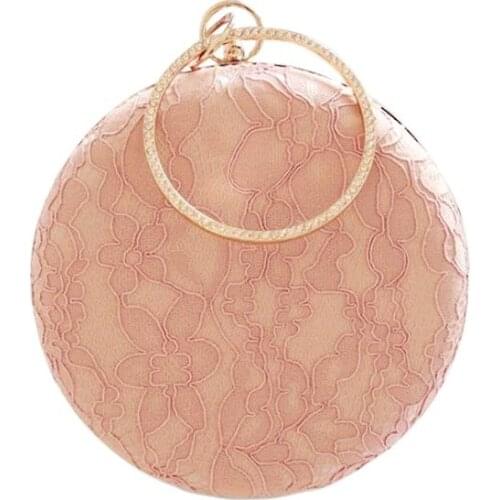 2020 high quality women lace evening clutch bags luxury round shaped clutch wallets wedding dinner bags MN 745