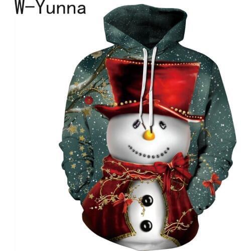 W-Yunna 2019 New Plus Size Snowman Print Loose Hooded Sweatshirt for Women Gothic Winter Coat Women Oversized Couplewear Hoodies