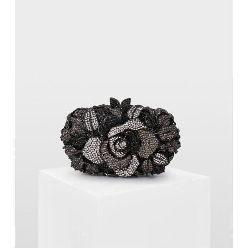 XIYUAN Black Color Crystal Women Clutch Purse Evening Bag Party Minaudiere Handbag Wedding Clutches Bags Bridal Diamond Purse