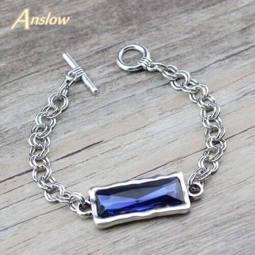 Anslow Fashion Jewelry Crystal Zinc Alloy Metal Chain Female Bracelets Bangles For Women Lady Female Birthday Gift LOW0765LB