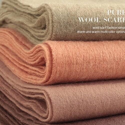 100% Wool Scarf 2020 Luxury Winter Blanket Scarf Shawls Women Thicken Warm Scarves Wool Wrap Pashmina Tassel Solid Color Scarf