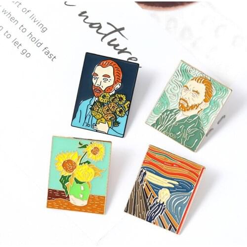 Vincent van Gogh and Ear Pins Artist Painter Collection Brooch Enamel pins Lapel Badge Cultural icons Jewelry Gift for Friends
