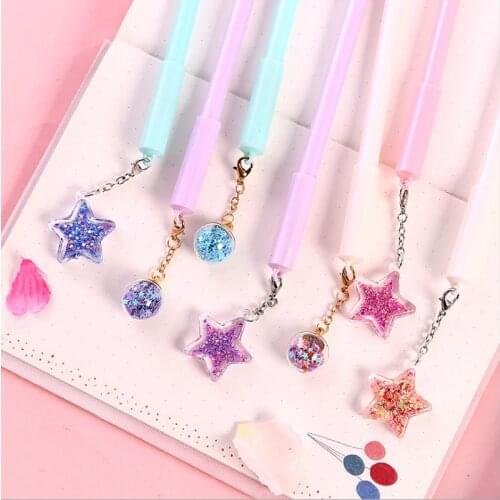 1 Pcs/Lot Pink Star pendant gel pen kawaii stationery writing pens canetas material escolar office school supplies