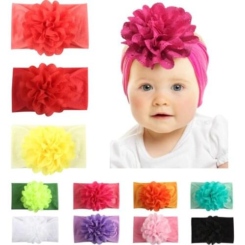 1pcs Baby Girls Lotus Flower Nylon Headband Knot Elastic Newborn Toddler Turban Headwraps Kids Hair Accessories Gifts