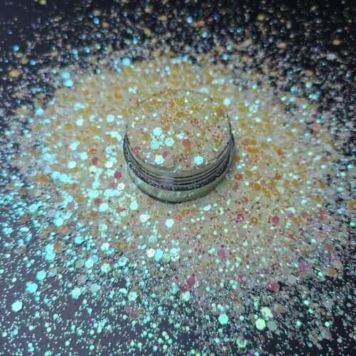 100g Mix Luminous Nail Glitter Sequins 3D Hexagon Fluorescent Nail Glitter Flakes Glow In Dark Nail Powder Manicure Decoration