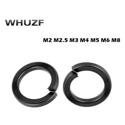 100Pcs DIN127 GB93 M2 M2.5 M3 M4 M5 M6 M8 Carbon Steel Shells Pad Black Spring Lock Washer Car Elastic Gasket HW154