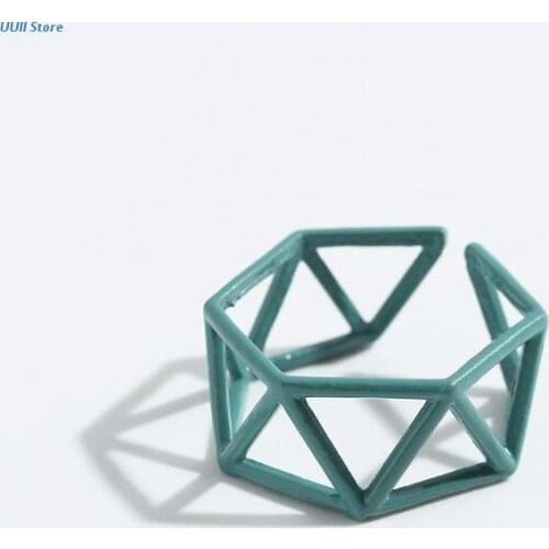 12 Pieces European and American Geometric Simple Alloy Spray Paint Ring