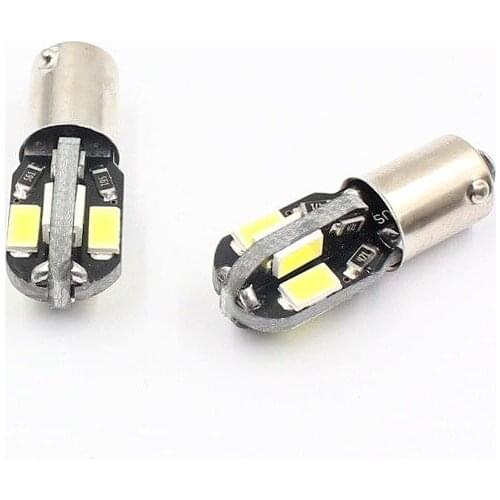 2pcs Canbus 6000K White No Error No Polarity Ba9s T4W Led Lamp 5630 8-SMD 12V Car Instrument Parking Marker LED Lights Bulbs