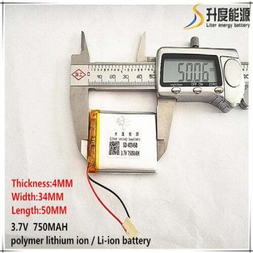 2pcs [SD] 3.7V,750mAH,[403450] Polymer lithium ion / Li-ion battery for TOY,POWER BANK,GPS,mp3,mp4,cell phone,speaker