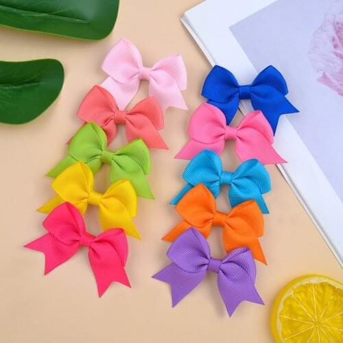 200 Pcs/Lot,2.4 inch Fashion Solid Grosgrain Ribbon Bows Clips Hairpin hair bows Girls Kids Children Alligator Clip Accessories
