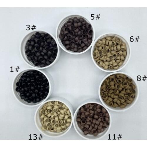 3000 pcs/Lot 4.0*2.7*2.5 mm Black nano micro rings copper micro beads For Nano Ring Hair Extensions 7 color in stock
