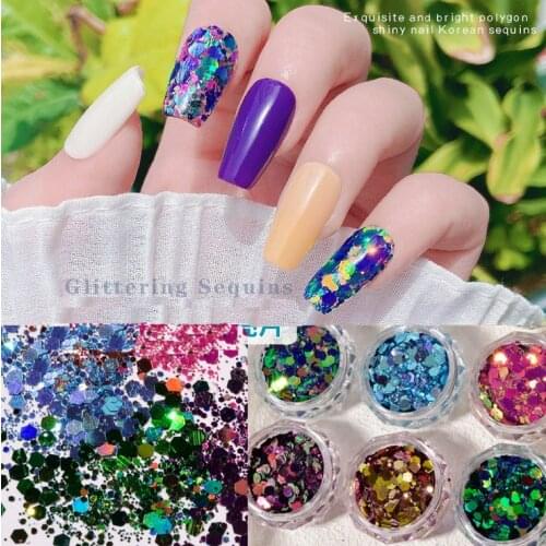 Nail Art Acrylic Shining Colorful Glitters Sequins For Nail Tips Decorations