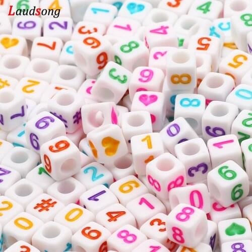 Colorful Mixed Number Acrylic Beads 6mm Square Loose Spacer Beads For Jewelry Making Handmade Diy Bracelet Necklace