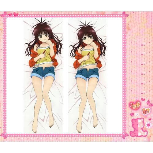 Anime Cartoon To Love Ru Darkness Yuuki Mikan Double Bolster Hugging Pillow Case Cover Pillowcase Peach Skin 2 Way / WT cbn041