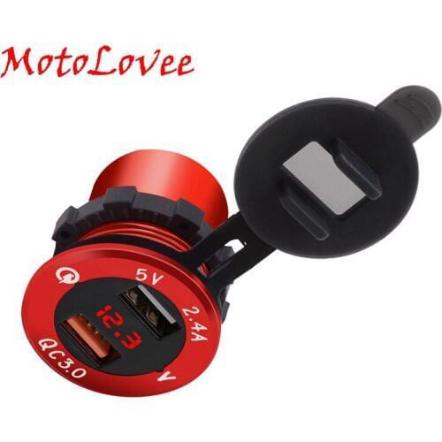 MotoLovee Car Quick Charger QC 3.0 Power Adapter Dual USB Vehicle Intelligent DC 12 V-24 V Cigarette Socket Lighter For iPhone
