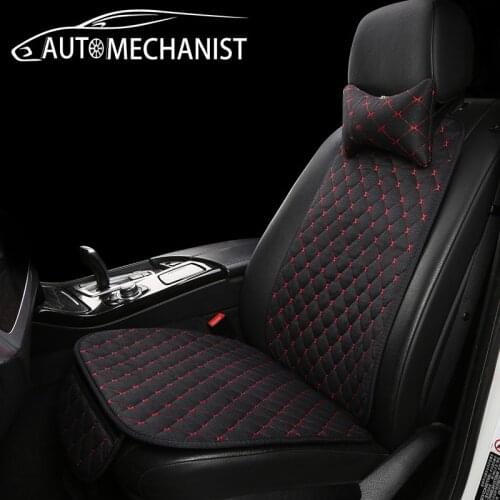 With Headrest Car Seat Cover Linen Front Rear Back Cushion Protection For Car Seat Mats Auto Four Season Accessories Interior