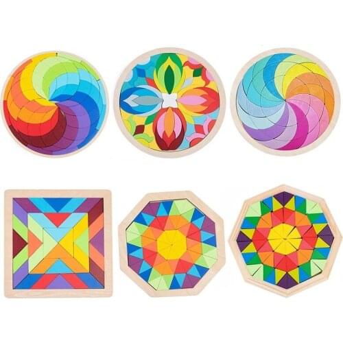 Baby Wooden Toys Large Size Rainbow Building Blocks For Kids Creative Stacker Montessori Educational Tangram Puzzle For Children
