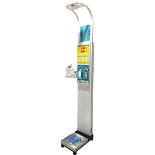 Electronic weight and height scale with automatic blood pressure monitor for hospital