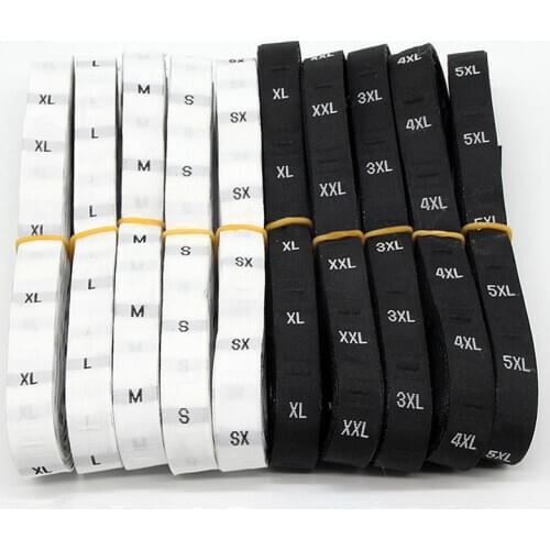 500Pcs/Lot Stock Size Number Xs -4Xl Clothing Label For Clothes Age Tags Height Size Woven Labels DIY Apparel Sewing Fabric