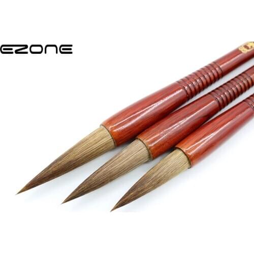 EZONE 1PCS New Wolf Hair Wooden Writing Brushes Chinese Traditional Calligraphy Painting Practice Pen Calligraphy Supplies