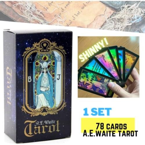 78 Cards Holographic Glowing Tarrot Cards Shining Ori Rider Waite Full English Oracle Future Telling Board Game Entertainment